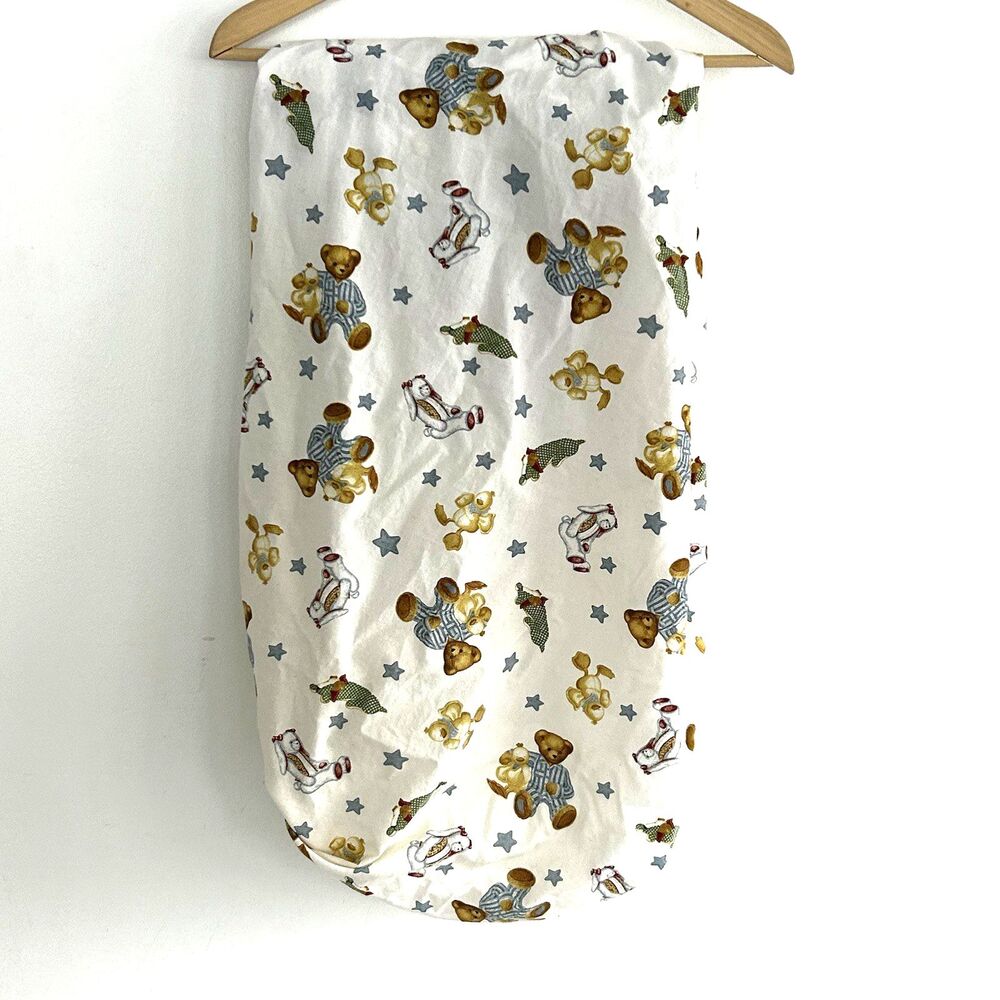 Blue Jean Teddy Bear Crib Sheet Fitted Spring Industries Duck Bunny Dog Cotton